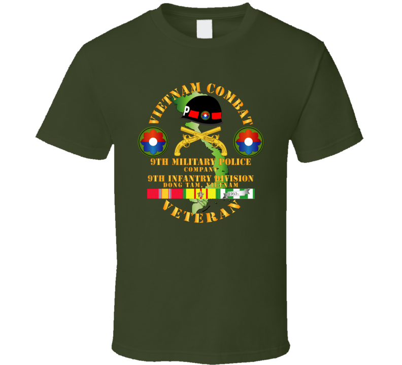 Army - Vietnam Combat Veteran W 9th Military Police Co W 9th Id T Shirt