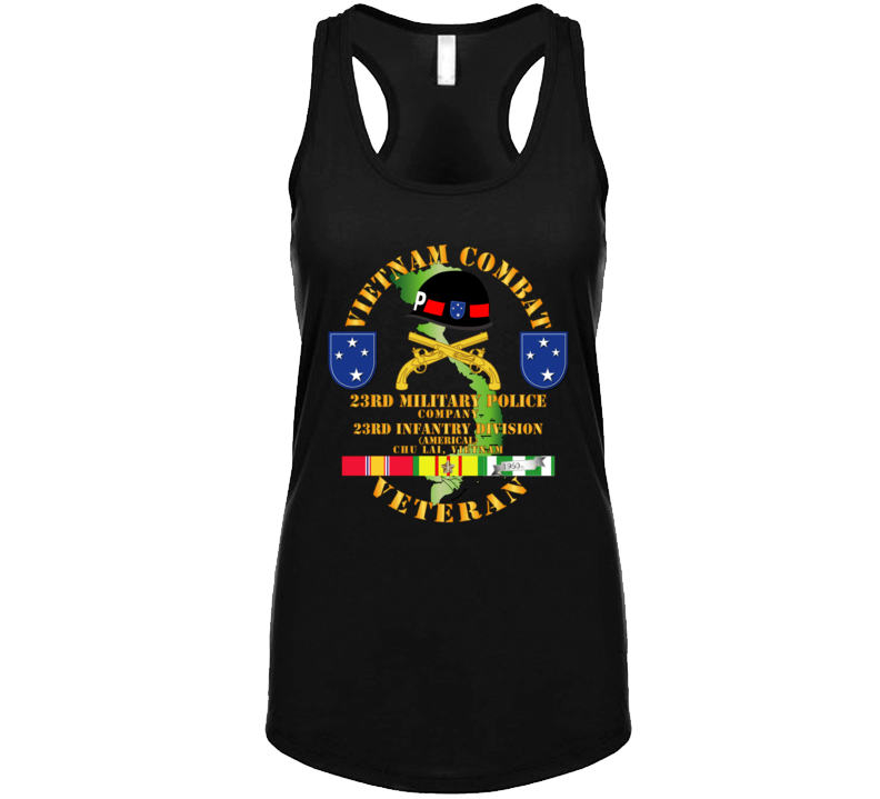 Army - Vietnam Combat Veteran W 23rd Military Police Co W 23rd Id Ladies Tanktop