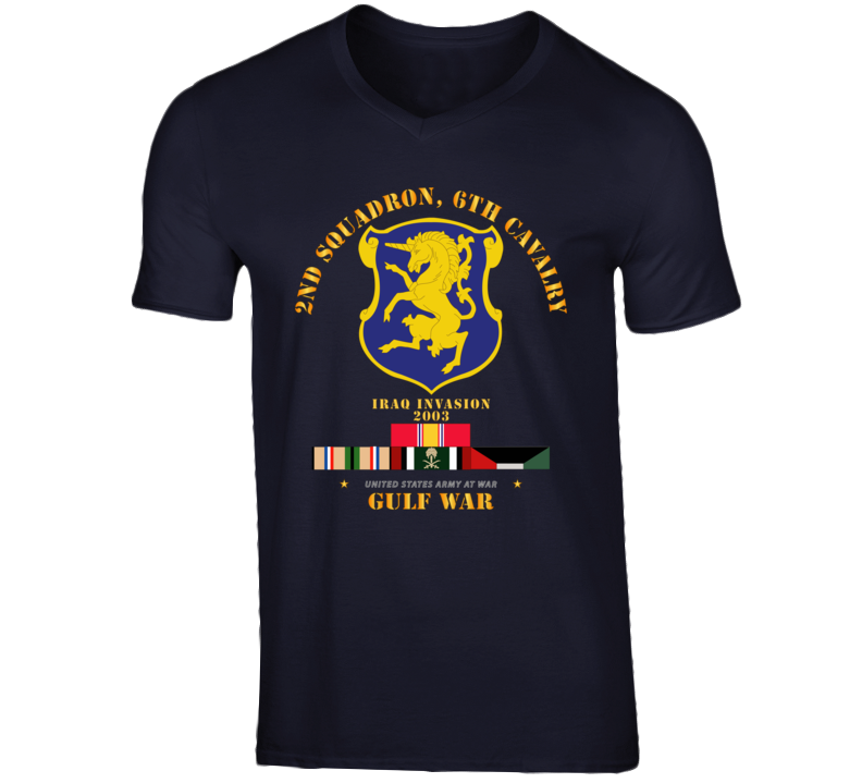 Army - 2nd Sqdrn - 6th Cav Gulf War W Svc V-neck