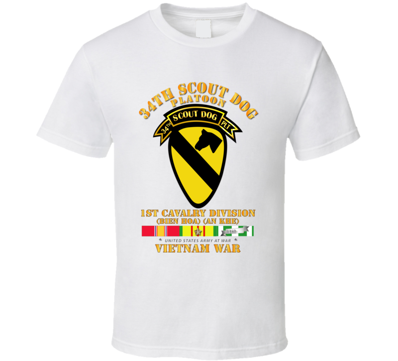 Army - 34th Scout Dog Platoon 1st Cav W Tab - Vn Svc T Shirt