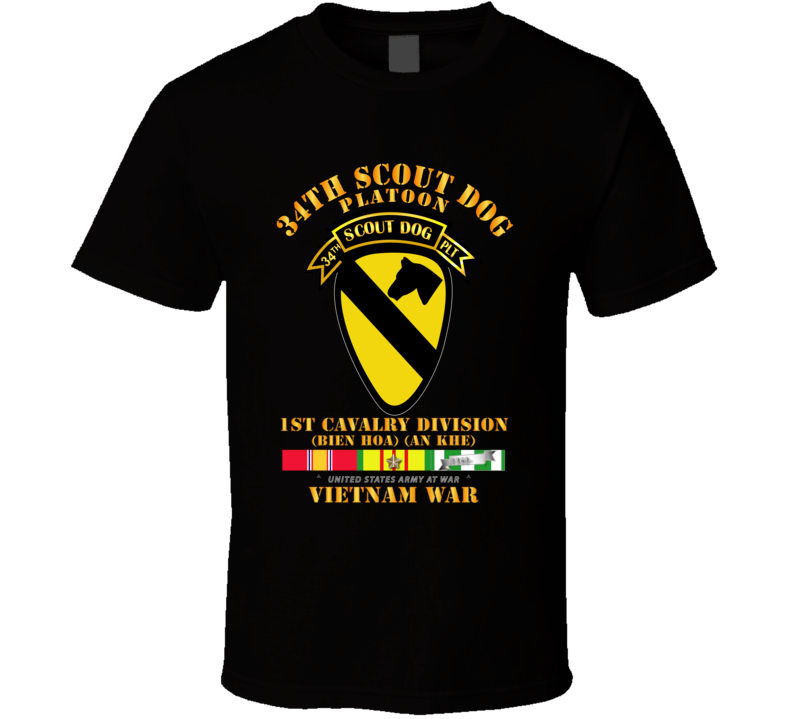 Army - 34th Scout Dog Platoon 1st Cav W Tab - Vn Svc T Shirt
