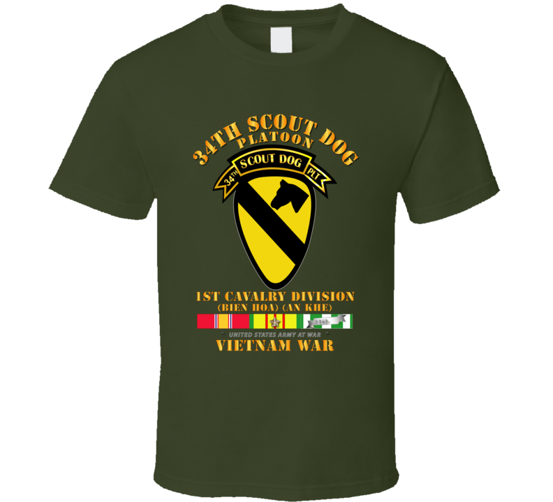 Army - 34th Scout Dog Platoon 1st Cav W Tab - Vn Svc T Shirt