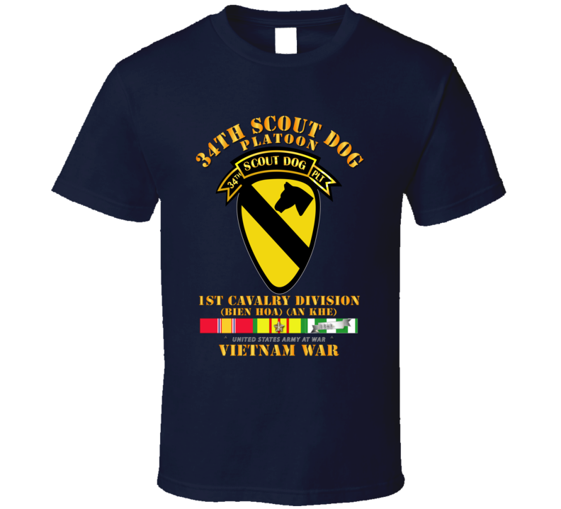 Army - 34th Scout Dog Platoon 1st Cav W Tab - Vn Svc T Shirt