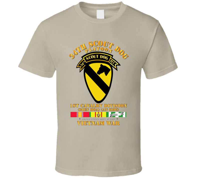 Army - 34th Scout Dog Platoon 1st Cav W Tab - Vn Svc T Shirt