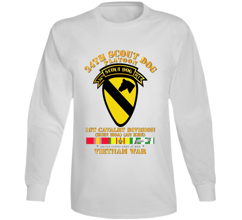 Army - 34th Scout Dog Platoon 1st Cav W Tab - Vn Svc Long Sleeve