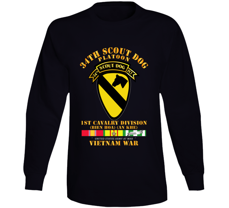 Army - 34th Scout Dog Platoon 1st Cav W Tab - Vn Svc Long Sleeve