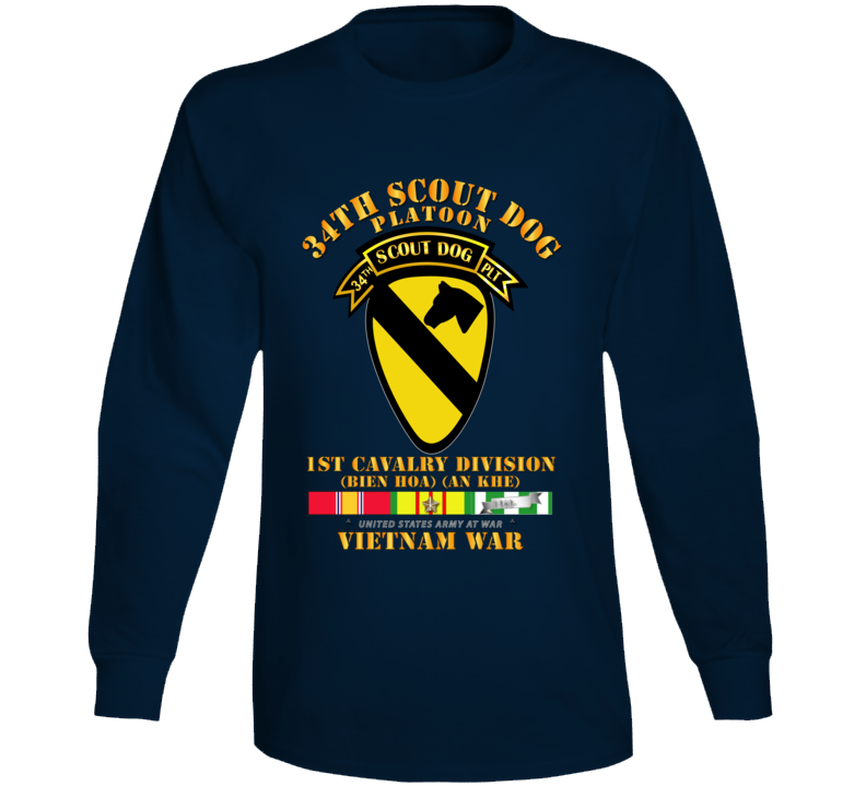 Army - 34th Scout Dog Platoon 1st Cav W Tab - Vn Svc Long Sleeve