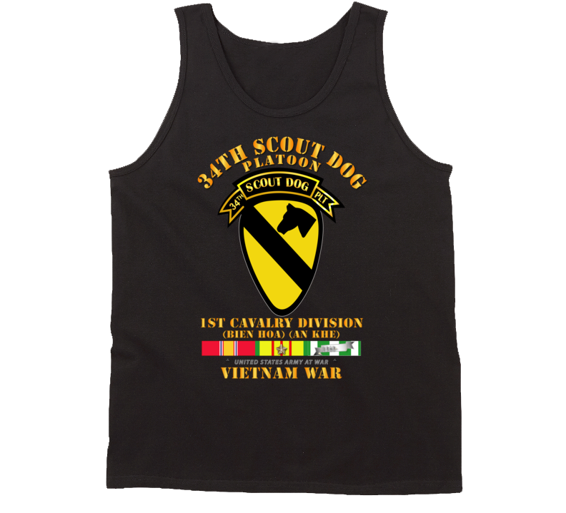 Army - 34th Scout Dog Platoon 1st Cav W Tab - Vn Svc Tanktop