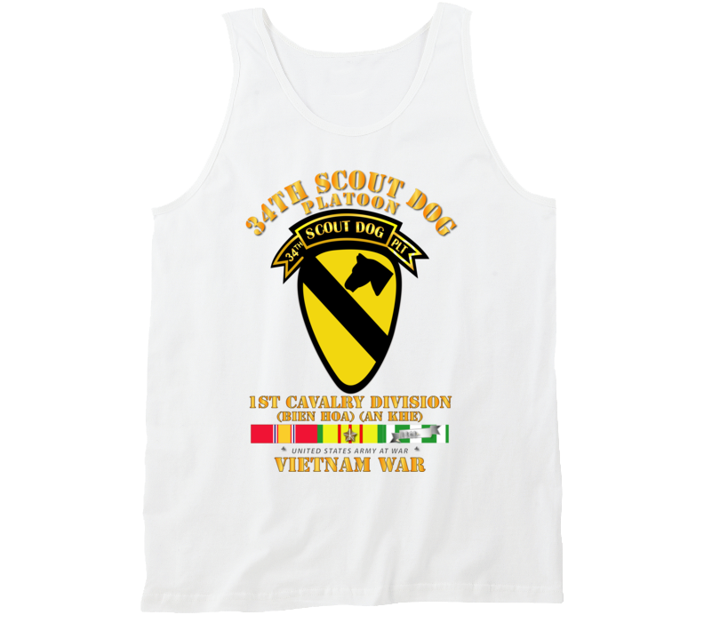 Army - 34th Scout Dog Platoon 1st Cav W Tab - Vn Svc Tanktop