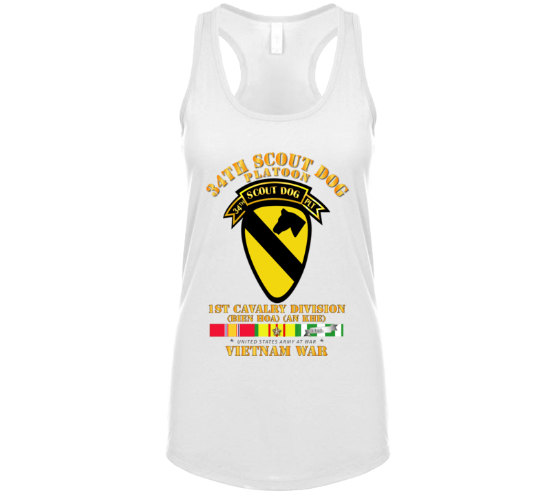 Army - 34th Scout Dog Platoon 1st Cav W Tab - Vn Svc Ladies Tanktop