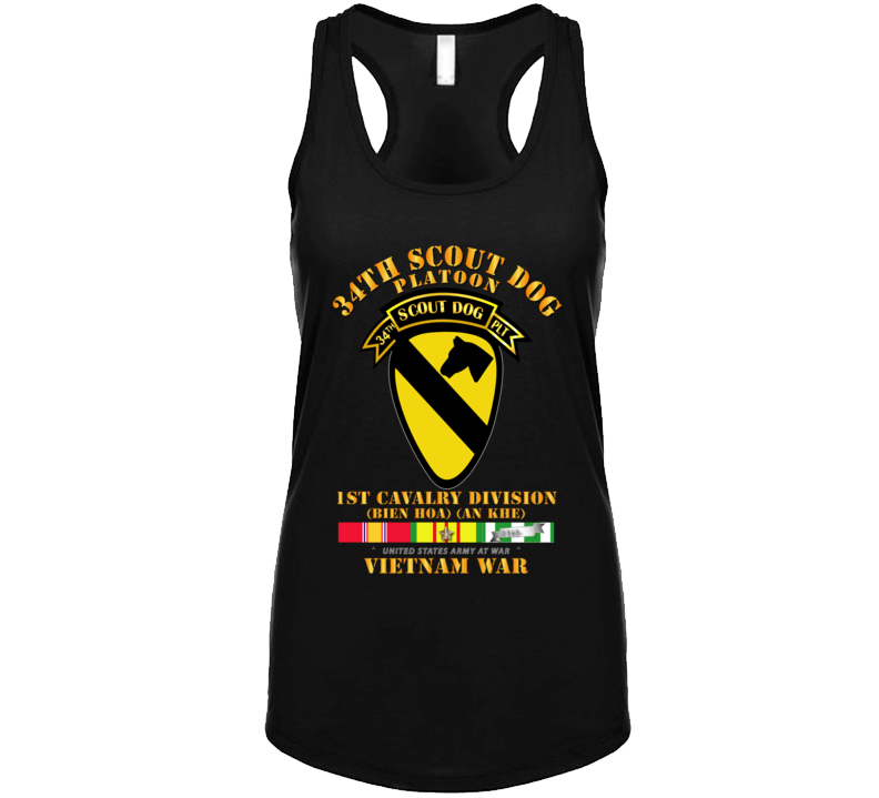 Army - 34th Scout Dog Platoon 1st Cav W Tab - Vn Svc Ladies Tanktop