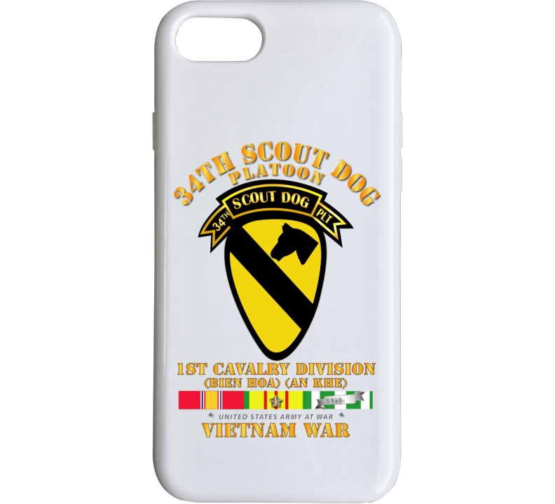 Army - 34th Scout Dog Platoon 1st Cav W Tab - Vn Svc Phone Case