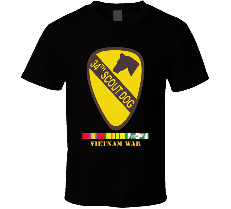 Army - 34th Scout Dog Platoon W Vn Svc Wo Txt T Shirt
