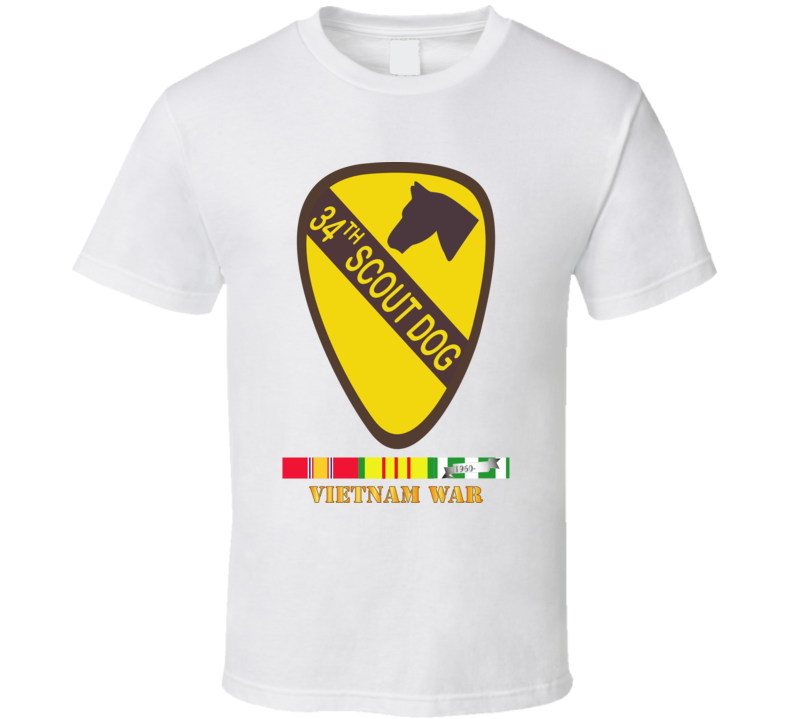 Army - 34th Scout Dog Platoon W Vn Svc Wo Txt T Shirt