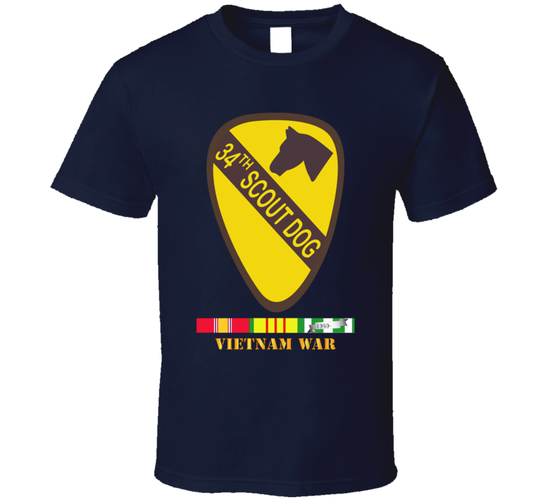 Army - 34th Scout Dog Platoon W Vn Svc Wo Txt T Shirt