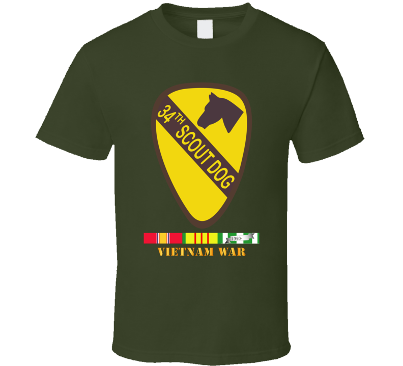 Army - 34th Scout Dog Platoon W Vn Svc Wo Txt T Shirt