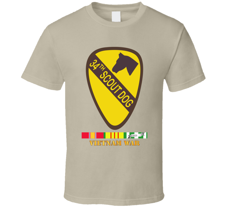 Army - 34th Scout Dog Platoon W Vn Svc Wo Txt T Shirt