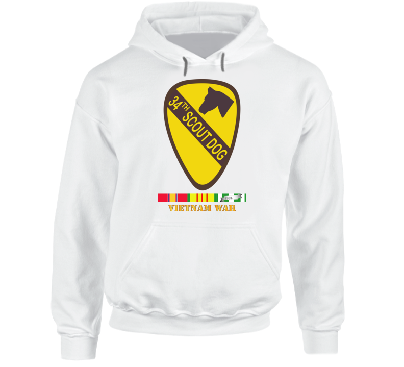 Army - 34th Scout Dog Platoon W Vn Svc Wo Txt Hoodie