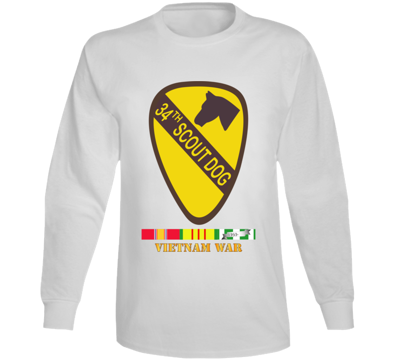 Army - 34th Scout Dog Platoon W Vn Svc Wo Txt Long Sleeve