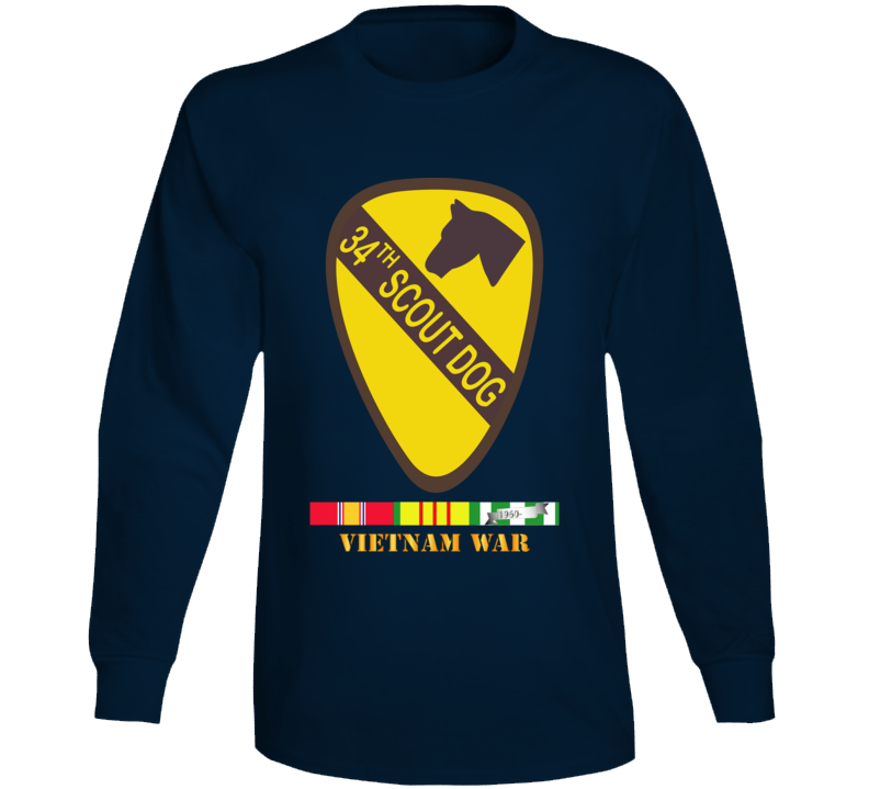 Army - 34th Scout Dog Platoon W Vn Svc Wo Txt Long Sleeve
