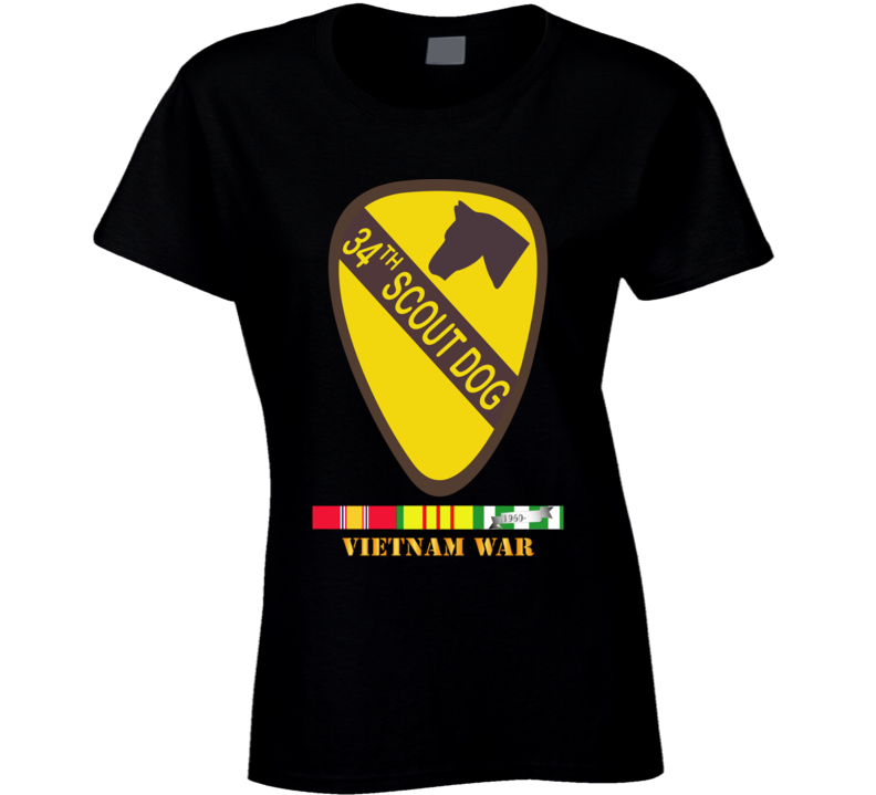Army - 34th Scout Dog Platoon W Vn Svc Wo Txt Ladies