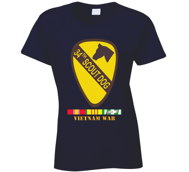 Army - 34th Scout Dog Platoon W Vn Svc Wo Txt Ladies