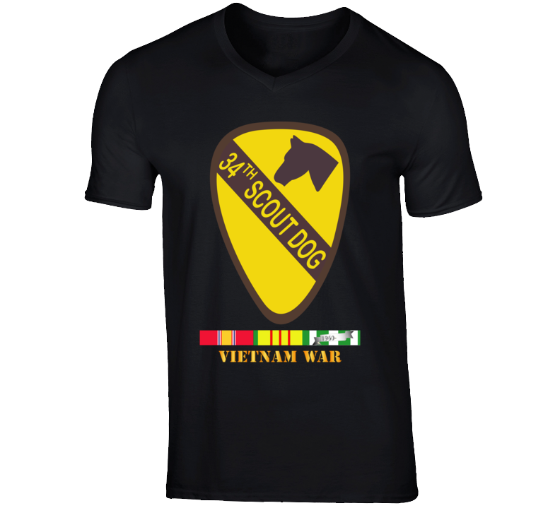Army - 34th Scout Dog Platoon W Vn Svc Wo Txt V-neck
