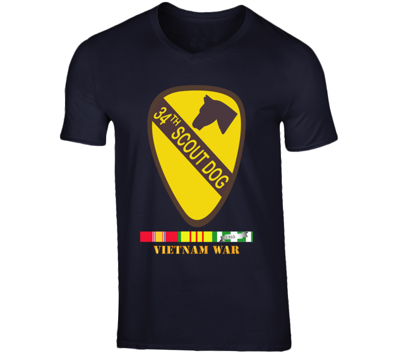 Army - 34th Scout Dog Platoon W Vn Svc Wo Txt V-neck