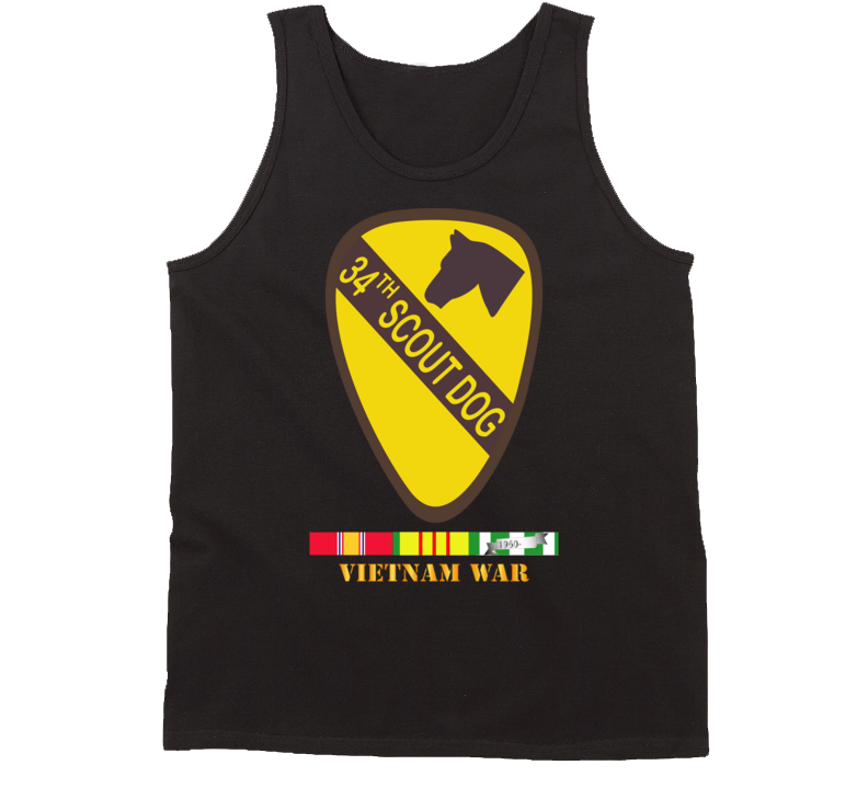 Army - 34th Scout Dog Platoon W Vn Svc Wo Txt Tanktop