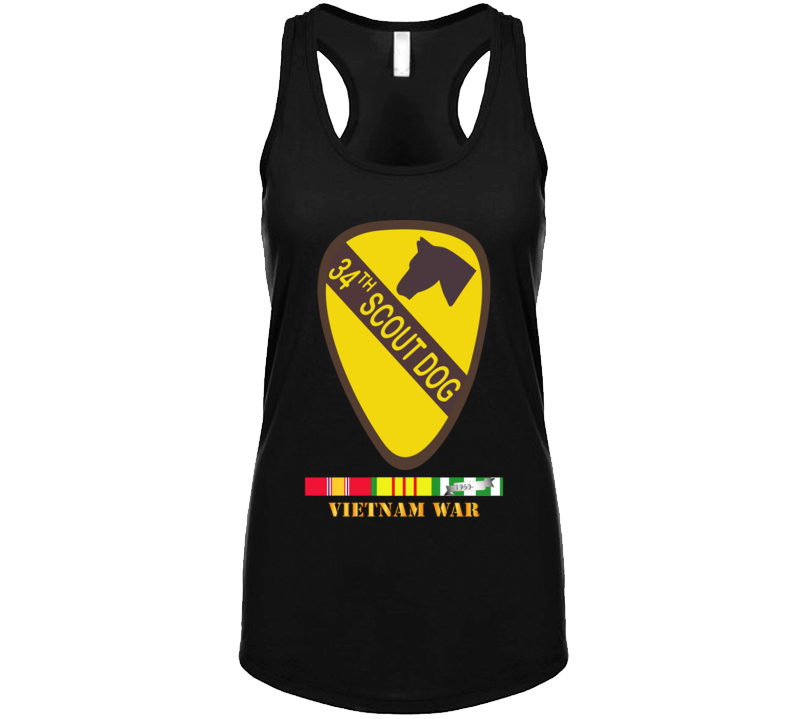 Army - 34th Scout Dog Platoon W Vn Svc Wo Txt Ladies Tanktop