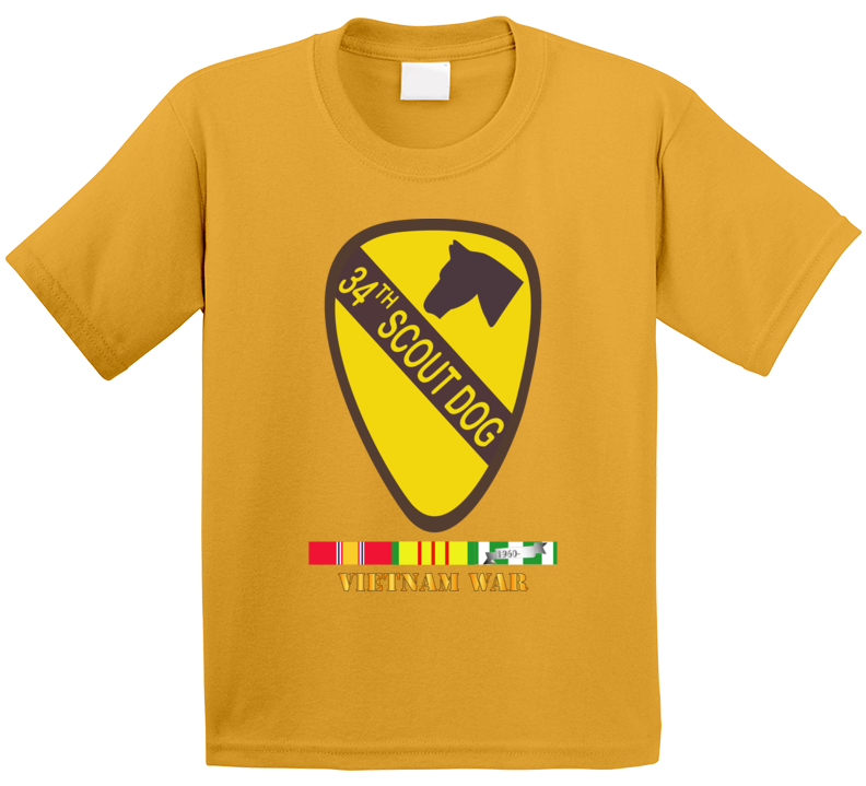 Army - 34th Scout Dog Platoon W Vn Svc Wo Txt Kids