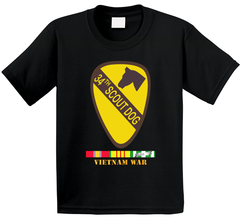 Army - 34th Scout Dog Platoon W Vn Svc Wo Txt Kids