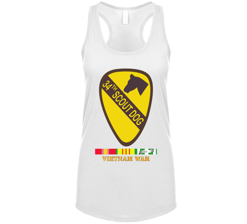 Army - 34th Scout Dog Platoon W Vn Svc Wo Txt Ladies Tanktop