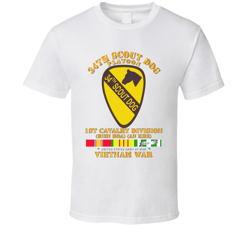 Army - 34th Scout Dog Platoon W Vn Svc T Shirt
