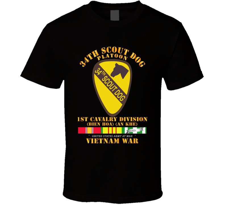 Army - 34th Scout Dog Platoon W Vn Svc T Shirt