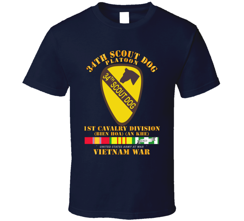 Army - 34th Scout Dog Platoon W Vn Svc T Shirt