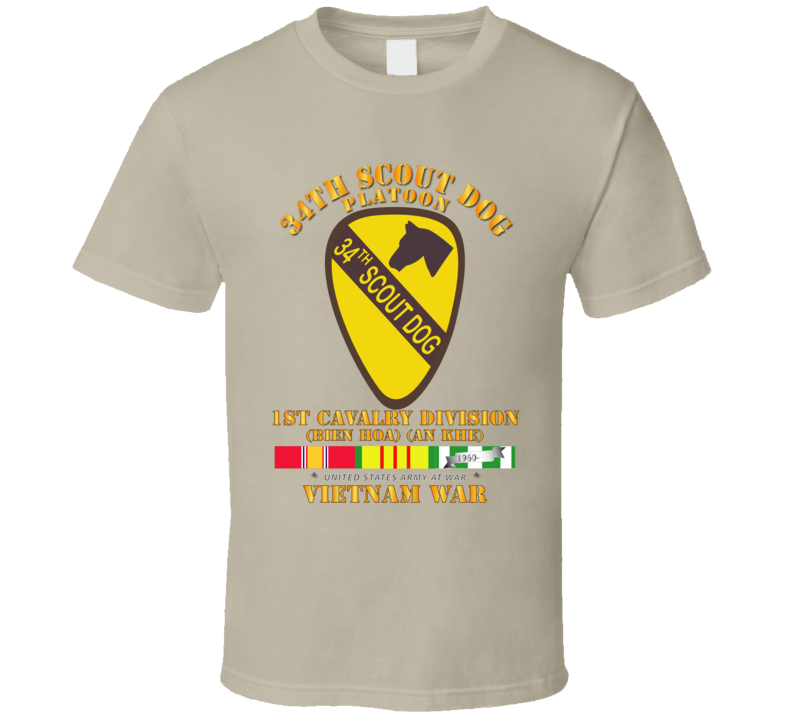 Army - 34th Scout Dog Platoon W Vn Svc T Shirt