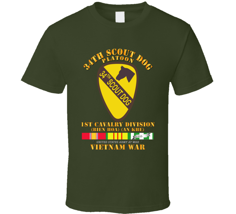 Army - 34th Scout Dog Platoon W Vn Svc T Shirt