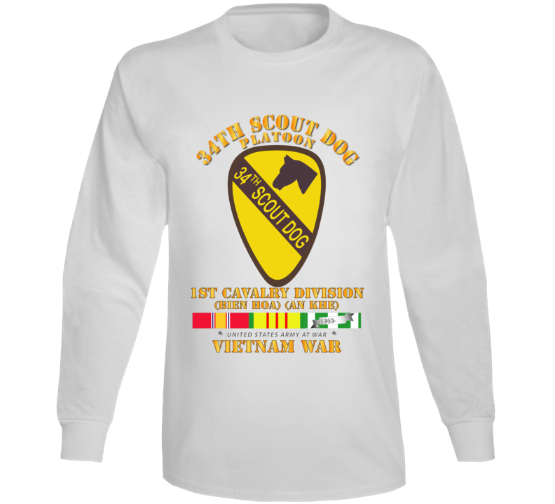 Army - 34th Scout Dog Platoon W Vn Svc Long Sleeve