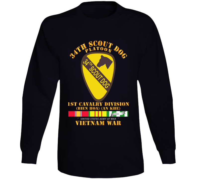 Army - 34th Scout Dog Platoon W Vn Svc Long Sleeve