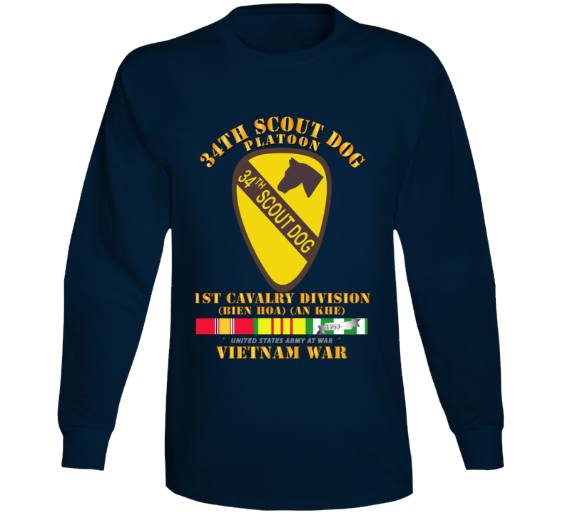 Army - 34th Scout Dog Platoon W Vn Svc Long Sleeve