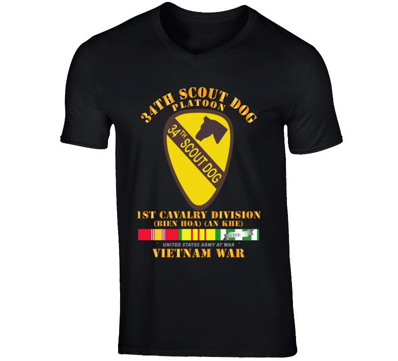 Army - 34th Scout Dog Platoon W Vn Svc V-neck