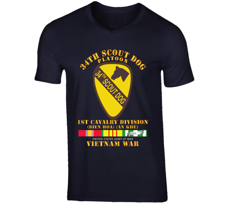 Army - 34th Scout Dog Platoon W Vn Svc V-neck