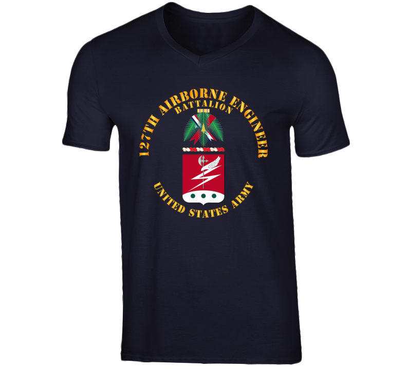 Army - Coa - 127th Airborne Engineer Bn V-neck