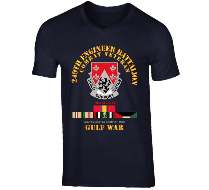 Army - 249th Engineer Battalion - Gulf War W Svc V-neck