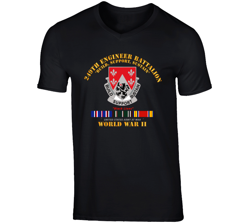 Army - 249th Engineer Battalion - Wwii W Eu Svc V-neck