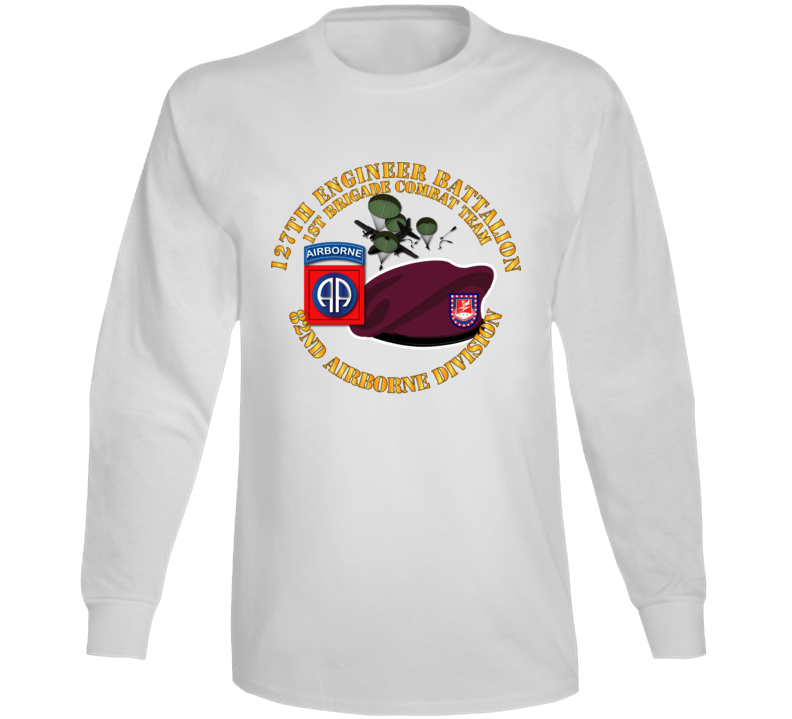 Army - 82nd Airborne Div - Beret - Mass Tac - Maroon  - 127th Engineer Bn Long Sleeve