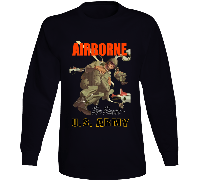 Army - Airborne Poster Wi Backgrnd Long Sleeve
