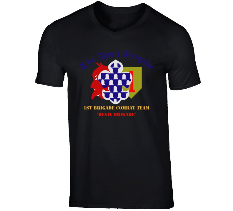 Army - 1st Bde Combat Tm - Devils Brigade - 1st Infantry Div V-neck