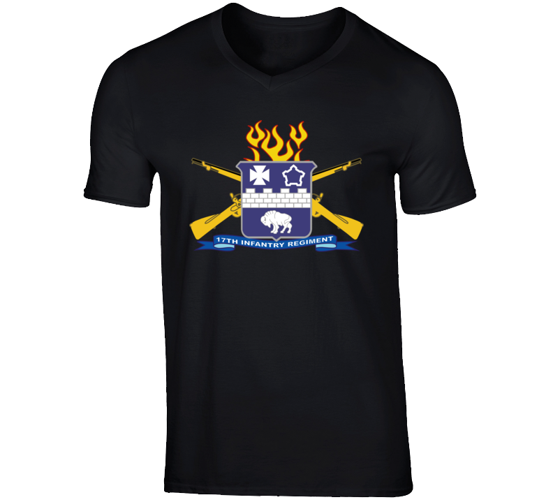 Army - 17th Infantry Regiment W Br - Ribbon V-neck